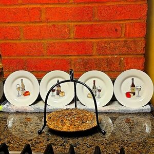 Wine themed Hors d'oeuvres Plates with holder